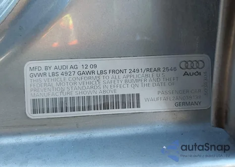 2010 Audi A4 2.0T Premium from USA, damaged, VIN WAUFFAFL2AN039139